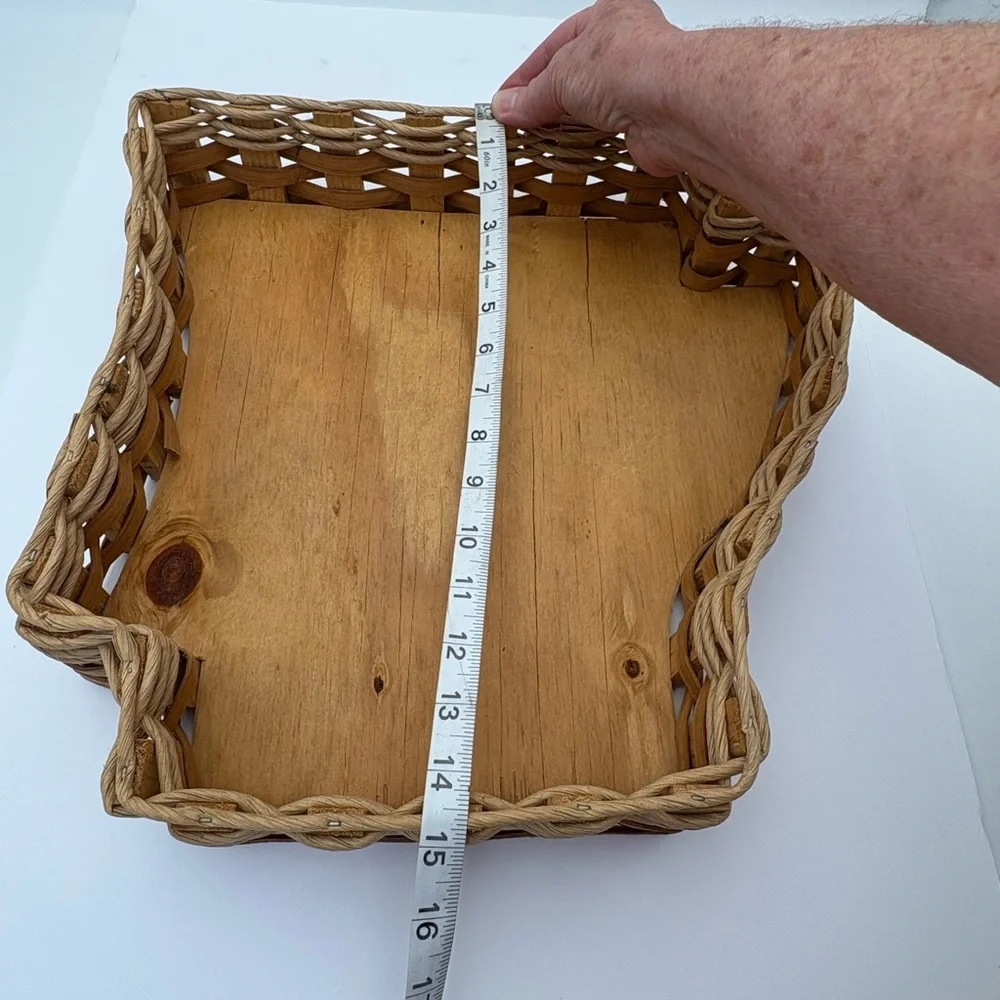 Vintage Woven and Wood Arkansas-Shaped Basket